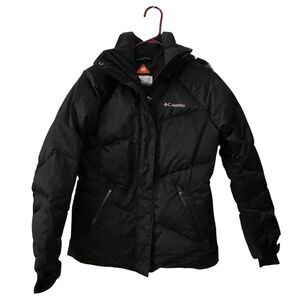 Columbia Women's Omni-Heat Black Shiny Down Filled Fur Hood Parka Jacket Size S